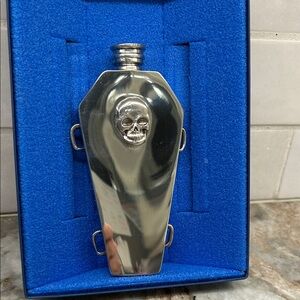 Silver Skull Coffin Flask